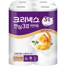 크리넥스 프리미엄 안심 3겹 천연펄프 키친타올, 6롤, 4개