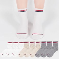 여성용 삼색포인트 카바 단목 양말 10종 세트
