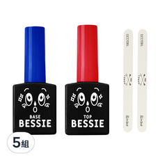 BESSIE 基礎底層凝膠 Set, 含基礎底層凝膠 11ml*1 瓶+表層保護凝膠 11ml*1 瓶+薄型指甲銼條*2, 基礎底層凝膠11ml*1瓶+表層保護凝膠11ml*1瓶+指甲銼條*2支, 5組