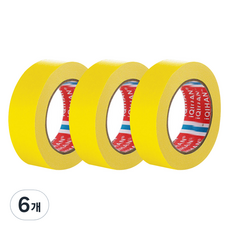 다다 칼라 마스킹 종이테이프 30mm x 15m, 옐로우, 6개