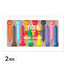 마이리틀타이거 타이거 아티스트 손에 묻지 않는 동물 크레용, 2세트, 12색