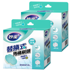 妙潔 替換式馬桶刷頭補充包 14片, 清新潔淨, 2盒