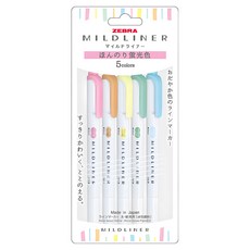 ZEBRA 斑馬牌 Mildliner 雙頭螢光筆5色組, 粉色+橘色+黃色+藍綠色+藍色, 1組