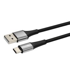 POLYWELL 寶利威爾 USB-Type-C 公對公編織充電線, 1m, 黑色, 1條