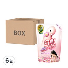 白鴿 防蟎衣物柔軟精 幸福花香 補充包 6包, 1.8kg