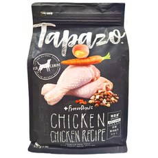 Tapazo 熟齡犬 凍乾三重奏，營養乾糧與豐富佐餐，搭配雞肉、雞蛋、胡蘿蔔凍乾，全齡犬適用, 低敏雞肉配方, 907g, 1包