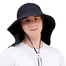 썬글레이드 성인용 UV 와이드 아쿠아 플랩캡, 블랙, 1개