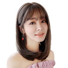 하이유니 허그 펌 헤어 중단발 통가발 가발 45cm + 가발망 + 거치대 세트, 통가발(쿨브라운), 랜덤발송(가발망, 거치대), 1세트 - 연습용통가발