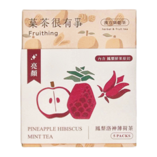 菓茶很有事 鳳梨洛神薄荷茶, 內含鳳梨鮮果原切 5包 Set, 1盒