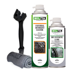 WILIITA 威力特 鏈條乾式清潔潤滑組, 速效型鏈條清潔劑 600ml + 重裝升級乾性潤滑劑 450ml, 1組