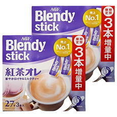 AGF Blendy 紅茶歐蕾 Set, 27入, 棒狀包裝，冷熱皆宜, 9.5g, 27包, 2盒