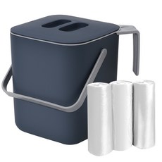 네이쳐리빙 모노블 음식물 쓰레기통 3L + 퓨어롤 비닐봉투 90p, 네이비 + 화이트, 1개