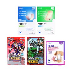아텍스 더밴드 에이 PVC 반창고 표준형 22p + 대형 10p + 헬로카봇 캐릭터밴드 표준형 16p + 공룡메카드 타이니소어 캐릭터밴드 표준형 16p + 메디랩 PVC 센스티브 밴드 손가락끝용 4p, 1세트