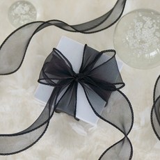 gilgri 花束禮品包裝緞帶, 9m, 01黑色