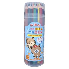 麻吉36色可擦色鉛筆(三角桿),1入,色彩鮮明,三角桿設計,可擦拭, 36色, 1組