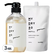라비킷 마이드라이80 전용세제 본품 480ml + 리필 480ml 세트, 3세트
