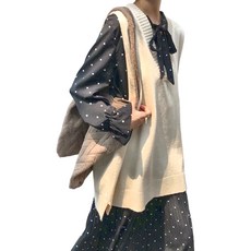 韓版落肩寬鬆長版大V領針織毛衣背心, M833寬鬆長版大V領針織背心, 棉20%+聚酯纖維80%, 杏色, 1件