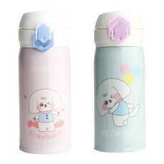 상상앤드 풍냥 멍지 텀블러 2p, 핑크, 블루, 350ml