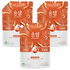 Soonsaem 檸檬酸西柚洗碗精補充裝, 葡萄柚/橙色, 1.2L, 3個