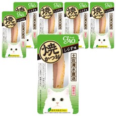 INABA CIAO 啾嚕 燒鰹魚條, 綠茶消臭成分配合, 土佐清水港直接輸送, 肉質柔軟 貓咪容易吞食, 吻仔魚風味, 6包