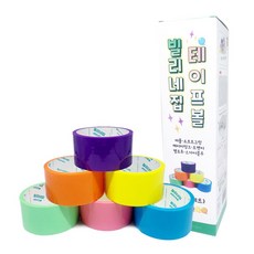 빌리네집 비비드 테이프볼 4.8cm 10M 6개 이코노미, 혼합색상, 1세트