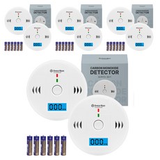 Breeze Moon 一氧化碳警報偵測器露營家用儀表 + 電池組, 白色, 4組