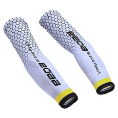 eedabros 涼感冰絲 防曬袖套, 蜂巢圖案, S, 數碼白, 1雙