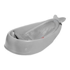 SKIP HOP 三階段人體工學嬰幼兒浴盆 附浴網 Moby Smart Sling, 70cm*48cm*29cm, 鯨魚灰, 1個