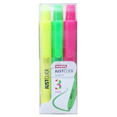 MORRIS JUSTCLICK M2 按壓式螢光筆, 黃 + 黃綠 + 粉紅, 1組