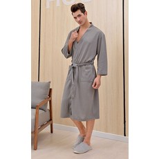 허밍홈즈 남녀공용 호텔식 와플 샤워가운 목욕로브 XXXL, 그레이, 1개 - 이미지 2