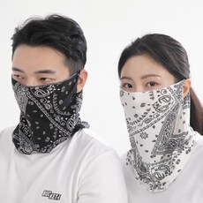 印花棉質運動圍脖 2入, 白色 黑色