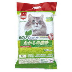 ECO Clean 豆腐貓砂, 7L, 結團力佳, 快速鎖住液體, 適合各種貓砂盆, 綠茶, 1袋