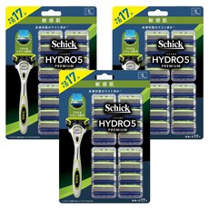 Schick 舒適牌 水次元 5Premium 敏感肌用刮鬍刀 + 刀片 x 17, 3組