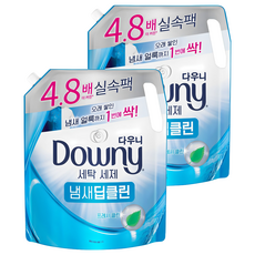 다우니 냄새 딥클린 프레시 클린 액상세제 일반 드럼 겸용 리필, 2.2L, 2개