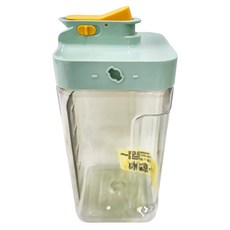 方形手提冷水壺, 3.5L大容量, 高透明食品級材質, 淺綠色, 3.5L, 1個