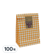 체크 페이퍼백 선물 포장봉투, 오렌지, 100개