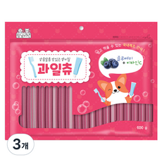  멍냥키친 상큼달콤 맛있는 양치질 과일츄 강아지 덴탈껌 600g, 블루베리 + 비타민C, 3개 