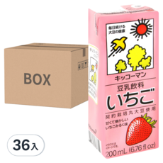 KIKKOMAN 龜甲萬 豆乳 草莓風味, 200mL (6.76 fl oz) x 18入, 36入