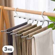 스탠다드리빙 6단 접이식 바지걸이, 화이트, 3개