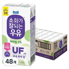 소화가잘되는우유 저당 저지방 우유, 190ml, 48개