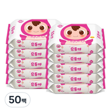 순둥이 베이직 유아물티슈 리필형 55gsm, 80매, 50팩