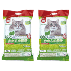 ECO Clean 豆腐貓砂, 7L, 結團力佳, 快速鎖住液體, 適合各種貓砂盆, 綠茶, 2袋