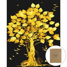 아트조이 DIY 보석십자수 캔버스형 황금 재물 나무 60 x 75 cm, 혼합색상, 1개