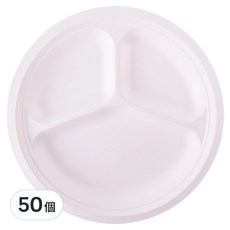 SunNaP 紙塑10吋3格盤, 50入, 台灣製, 防水防油可微波, 50個, 1組