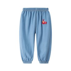 Bebehome 冰絲牛仔褲 深藍工程車小熊 純棉透氣 兒童長褲 120cm, 1件