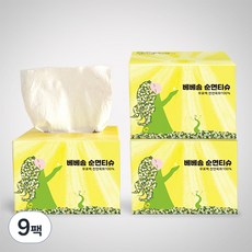 베베솜 무표백 순면 이유식 손입 콧물 티슈, 100매, 9개