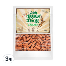  더독 강아지 간식 1997 져키 1kg, 치킨맛, 3개 