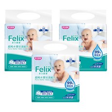 菲力家族 Felix Baby 超純水嬰兒濕巾, 99% 藥廠級EDI超純水, 無酒精 無香精 無甲醛 無螢光劑, 3包, 2組