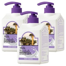 밀크바오밥 대용량 바디로션 베이비파우더향, 500ml, 3개