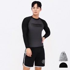 아쿠아티카 남성용 AQAMAA 래시가드 + 트렁크 반바지 + 수영모자 + 수영가방 세트